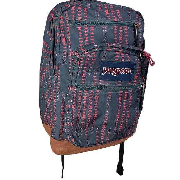 Jansport Cool Student Backpack Gray Pink Triangle Geo Print - Picture 2 of 14